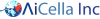 AiCella Inc logo - blue lettering that spells out AiCella Inc with the first letter looking like an upside down V and in front it has the logo of a circle with red, light and dark blue 